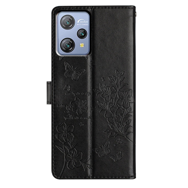 For Blackview A53 / A53 Pro Butterflies and Flowers Leather Phone Case(Black) - More Brand by PMC Jewellery | Online Shopping South Africa | PMC Jewellery | Buy Now Pay Later Mobicred