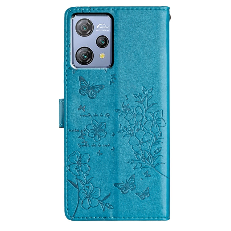 For Blackview A53 / A53 Pro Butterflies and Flowers Leather Phone Case(Blue) - More Brand by PMC Jewellery | Online Shopping South Africa | PMC Jewellery | Buy Now Pay Later Mobicred