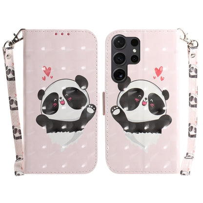 For Samsung Galaxy S25 Ultra 5G 3D Colored Horizontal Flip Leather Phone Case(Heart Panda) - Galaxy S25 Ultra 5G Cases by PMC Jewellery | Online Shopping South Africa | PMC Jewellery | Buy Now Pay Later Mobicred