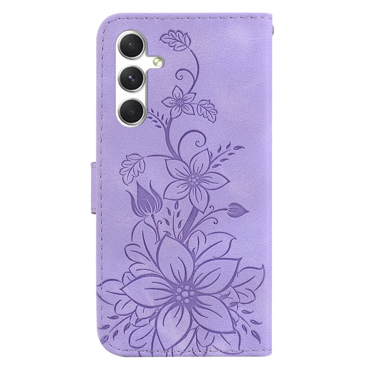 For Samsung Galaxy S25 5G Lily Embossed Leather Phone Case(Purple) - Galaxy S25 5G Cases by PMC Jewellery | Online Shopping South Africa | PMC Jewellery | Buy Now Pay Later Mobicred