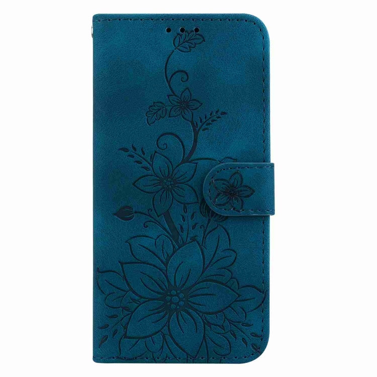 For Samsung Galaxy S25 Ultra 5G Lily Embossed Leather Phone Case(Dark Blue) - Galaxy S25 Ultra 5G Cases by PMC Jewellery | Online Shopping South Africa | PMC Jewellery | Buy Now Pay Later Mobicred