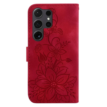 For Samsung Galaxy S25 Ultra 5G Lily Embossed Leather Phone Case(Red) - Galaxy S25 Ultra 5G Cases by PMC Jewellery | Online Shopping South Africa | PMC Jewellery | Buy Now Pay Later Mobicred