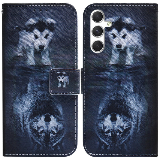 For Samsung Galaxy S25 5G Coloured Drawing Flip Leather Phone Case(Wolf and Dog) - Galaxy S25 5G Cases by PMC Jewellery | Online Shopping South Africa | PMC Jewellery | Buy Now Pay Later Mobicred