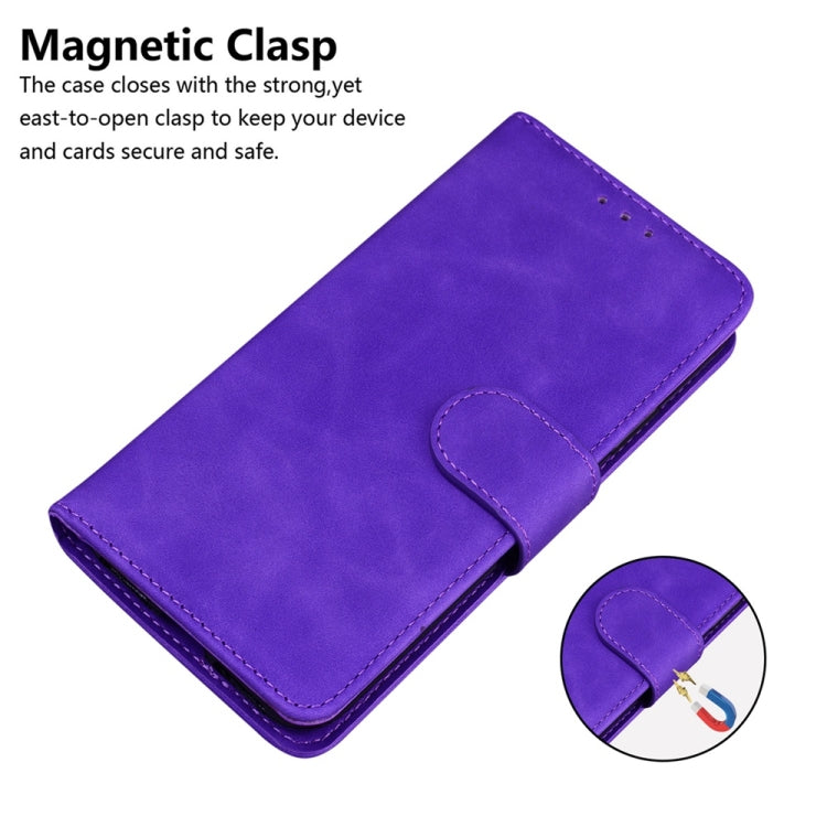 For Samsung Galaxy S25+ 5G Skin Feel Pure Color Flip Leather Phone Case(Purple) - Galaxy S25+ 5G Cases by PMC Jewellery | Online Shopping South Africa | PMC Jewellery | Buy Now Pay Later Mobicred