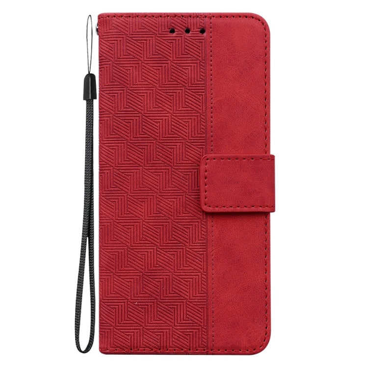 For Samsung Galaxy S25 5G Geometric Embossed Leather Phone Case(Red) - Galaxy S25 5G Cases by PMC Jewellery | Online Shopping South Africa | PMC Jewellery | Buy Now Pay Later Mobicred