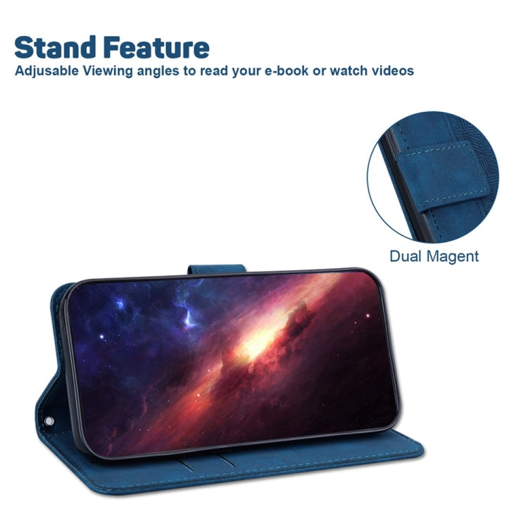 For Samsung Galaxy S25+ 5G Geometric Embossed Leather Phone Case(Blue) - Galaxy S25+ 5G Cases by PMC Jewellery | Online Shopping South Africa | PMC Jewellery | Buy Now Pay Later Mobicred