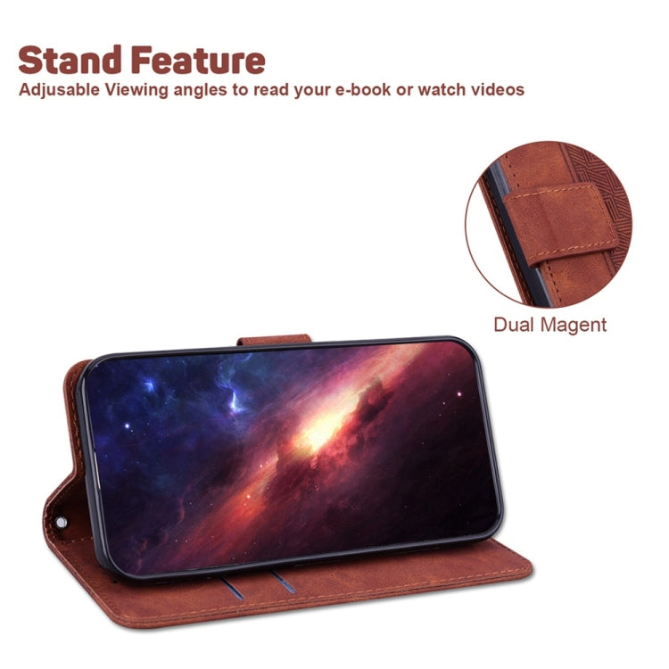 For Samsung Galaxy S25 Ultra 5G Geometric Embossed Leather Phone Case(Brown) - Galaxy S25 Ultra 5G Cases by PMC Jewellery | Online Shopping South Africa | PMC Jewellery | Buy Now Pay Later Mobicred