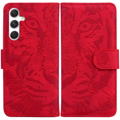 For Samsung Galaxy S25 5G Tiger Embossing Pattern Flip Leather Phone Case(Red) - Galaxy S25 5G Cases by PMC Jewellery | Online Shopping South Africa | PMC Jewellery | Buy Now Pay Later Mobicred