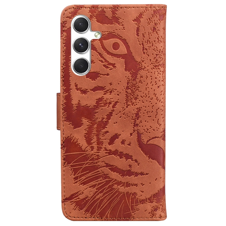 For Samsung Galaxy S25+ 5G Tiger Embossing Pattern Flip Leather Phone Case(Brown) - Galaxy S25+ 5G Cases by PMC Jewellery | Online Shopping South Africa | PMC Jewellery | Buy Now Pay Later Mobicred