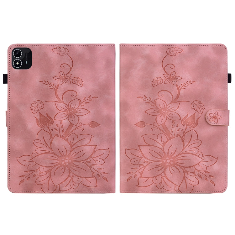 For itel Pad One 10.1 Lily Embossed Leather Tablet Case(Pink) - Others by PMC TechLife | Online Shopping South Africa | PMC TechLife | Buy Now Pay Later Mobicred