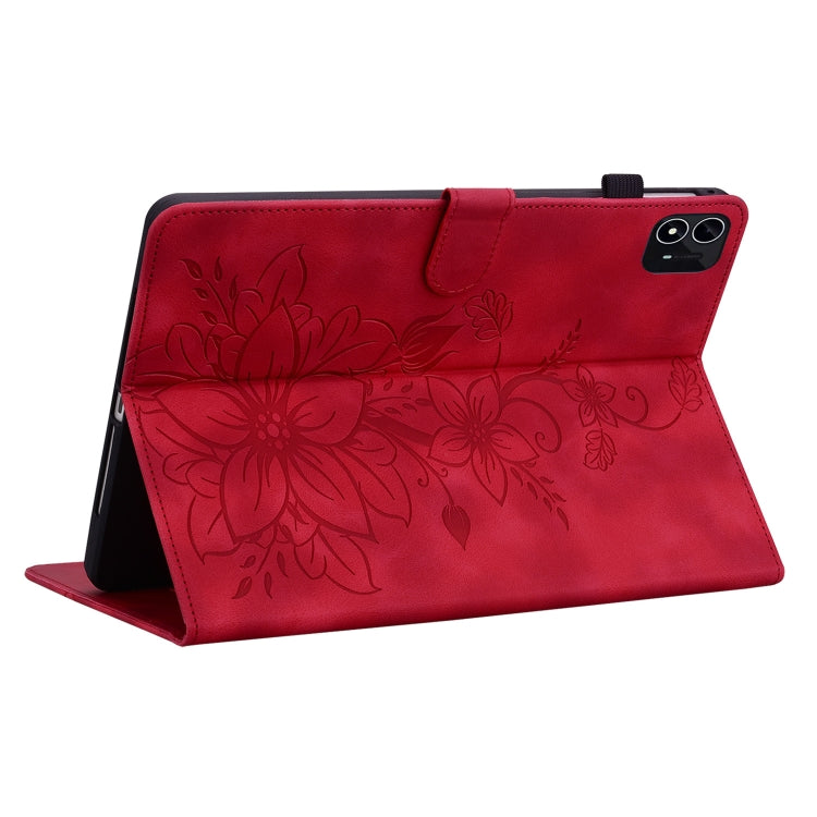 For itel Pad One 10.1 Lily Embossed Leather Tablet Case(Red) - Others by PMC TechLife | Online Shopping South Africa | PMC TechLife | Buy Now Pay Later Mobicred