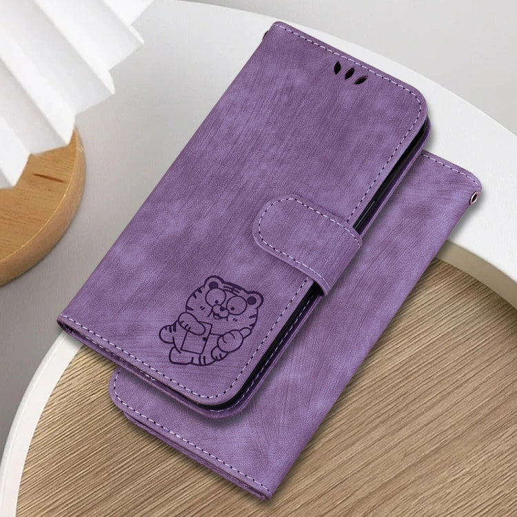 For Samsung Galaxy S25+ 5G Little Tiger Embossed Leather Phone Case(Purple) - Galaxy S25+ 5G Cases by PMC Jewellery | Online Shopping South Africa | PMC Jewellery | Buy Now Pay Later Mobicred