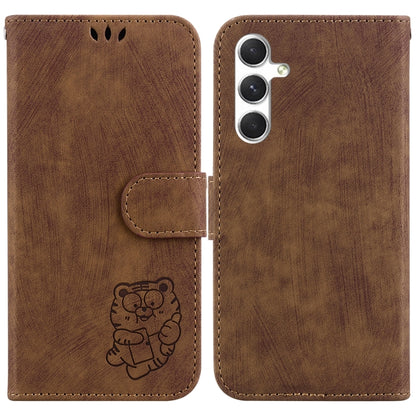 For Samsung Galaxy S25+ 5G Little Tiger Embossed Leather Phone Case(Brown) - Galaxy S25+ 5G Cases by PMC Jewellery | Online Shopping South Africa | PMC Jewellery | Buy Now Pay Later Mobicred