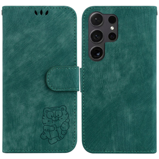 For Samsung Galaxy S25 Ultra 5G Little Tiger Embossed Leather Phone Case(Green) - Galaxy S24 Ultra 5G Cases by PMC Jewellery | Online Shopping South Africa | PMC Jewellery | Buy Now Pay Later Mobicred