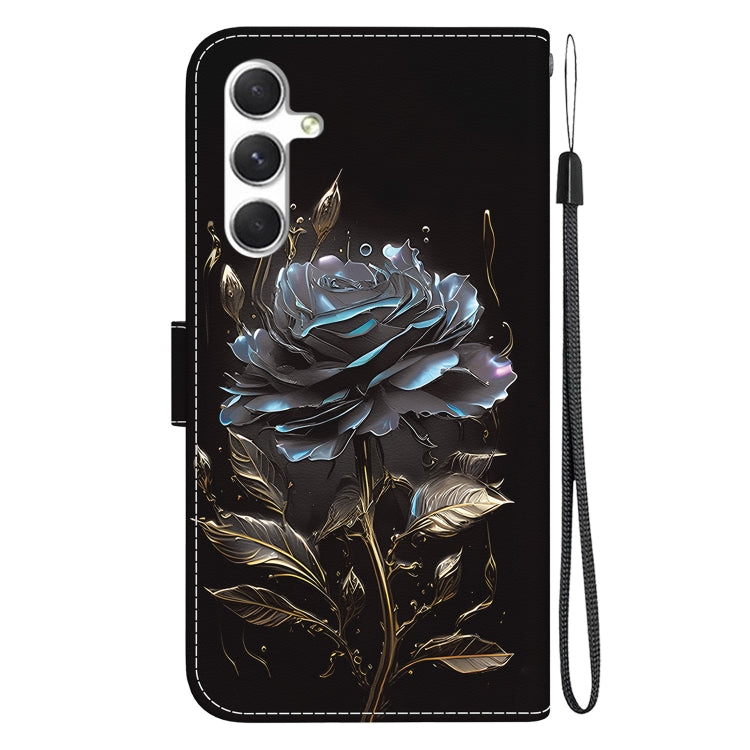 For Samsung Galaxy S25+ 5G Crystal Texture Colored Drawing Leather Phone Case(Black Rose) - Galaxy S25+ 5G Cases by PMC Jewellery | Online Shopping South Africa | PMC Jewellery | Buy Now Pay Later Mobicred