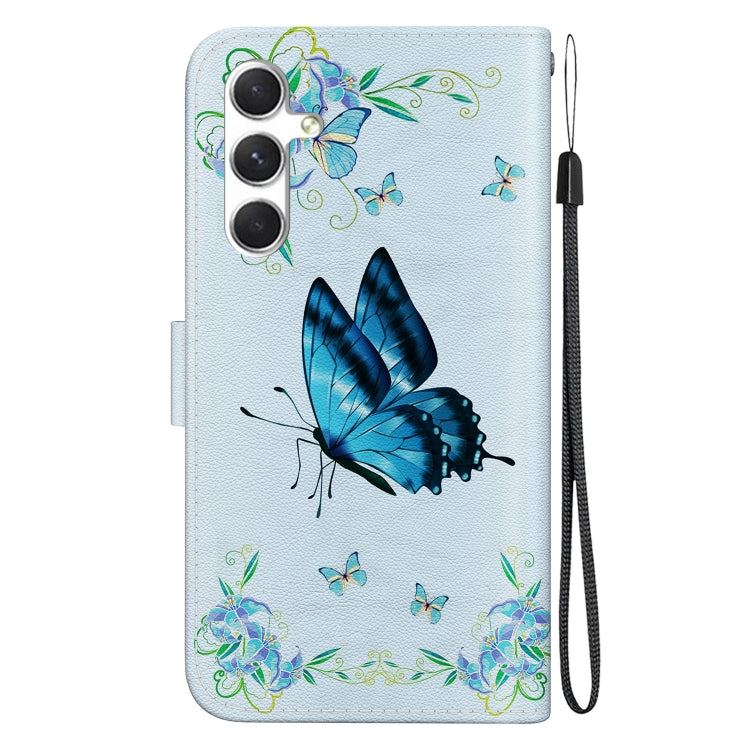 For Samsung Galaxy S25+ 5G Crystal Texture Colored Drawing Leather Phone Case(Blue Pansies) - Galaxy S25+ 5G Cases by PMC Jewellery | Online Shopping South Africa | PMC Jewellery | Buy Now Pay Later Mobicred