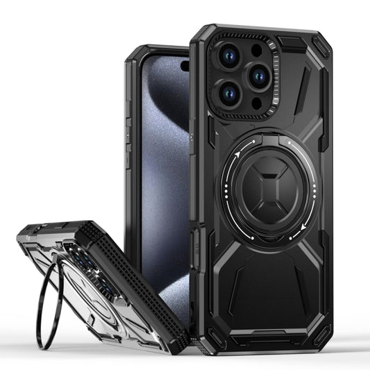 For iPhone 16 Pro Max Armor II Series MagSafe Magnetic Holder Phone Case(Black) - iPhone 16 Pro Max Cases by PMC Jewellery | Online Shopping South Africa | PMC Jewellery | Buy Now Pay Later Mobicred