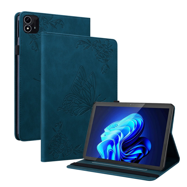 For itel Pad One 10.1 Butterfly Flower Embossed Leather Tablet Case(Blue) - Others by PMC TechLife | Online Shopping South Africa | PMC TechLife | Buy Now Pay Later Mobicred