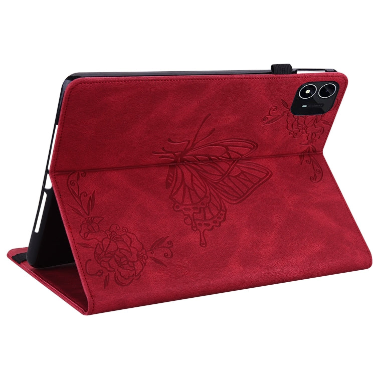 For itel Pad One 10.1 Butterfly Flower Embossed Leather Tablet Case(Red) - Others by PMC TechLife | Online Shopping South Africa | PMC TechLife | Buy Now Pay Later Mobicred