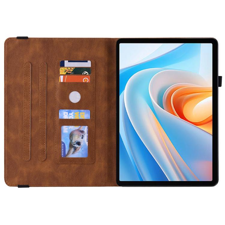 For itel VistaTab 30 Butterfly Flower Embossed Leather Tablet Case(Brown) - Others by PMC TechLife | Online Shopping South Africa | PMC TechLife | Buy Now Pay Later Mobicred
