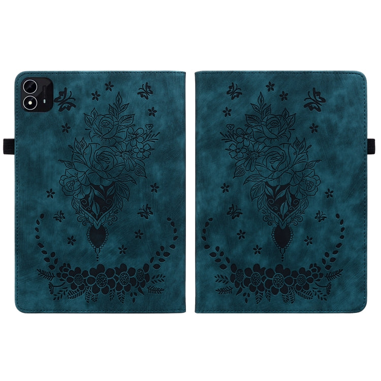 For itel Pad One 10.1 Butterfly Rose Embossed Leather Tablet Case(Dark Blue) - Others by PMC TechLife | Online Shopping South Africa | PMC TechLife | Buy Now Pay Later Mobicred