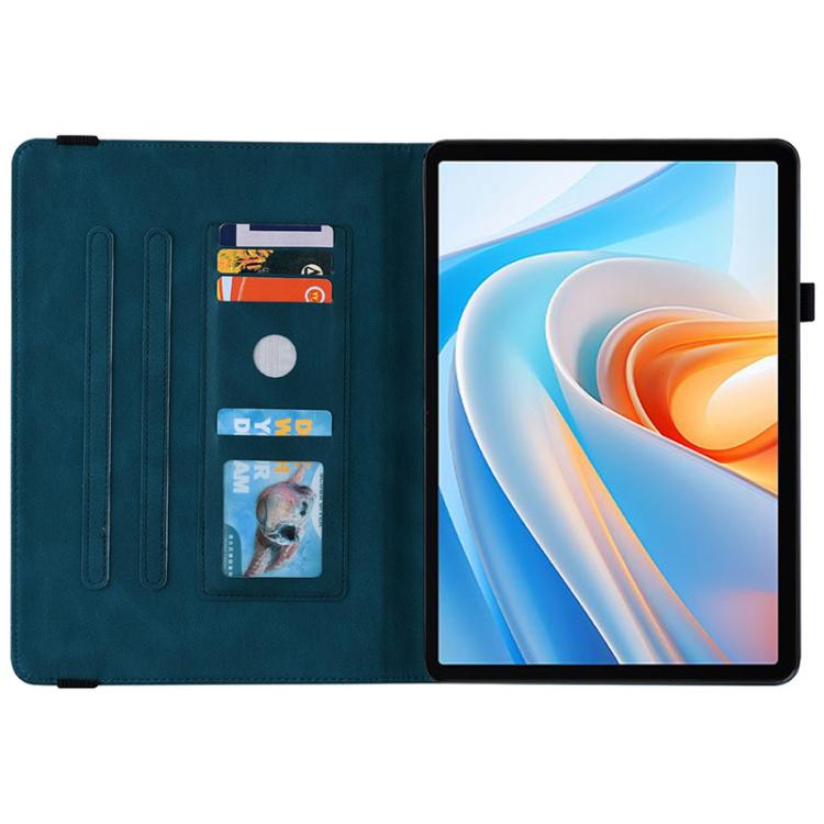 For itel VistaTab 30 Butterfly Rose Embossed Leather Tablet Case(Dark Blue) - free shipping - PMC TechLife - Order now!
