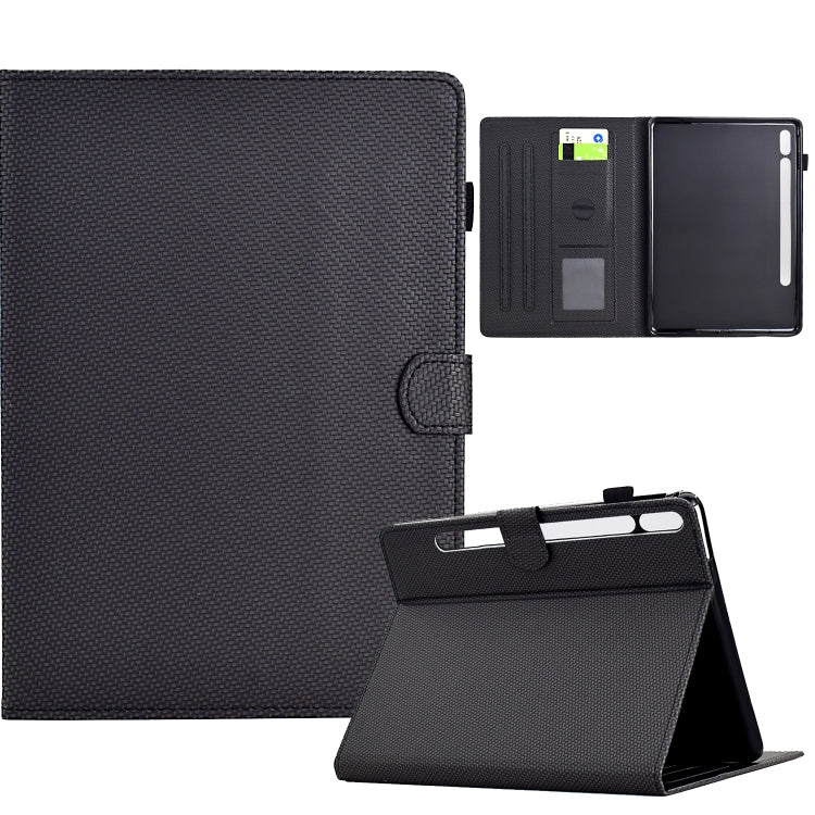 For Samsung Galaxy Tab S9 / S9 FE Solid Color Fiber Texture Smart Tablet Leather Case(Black) - Galaxy Tab S9 Cases by PMC Jewellery | Online Shopping South Africa | PMC Jewellery | Buy Now Pay Later Mobicred