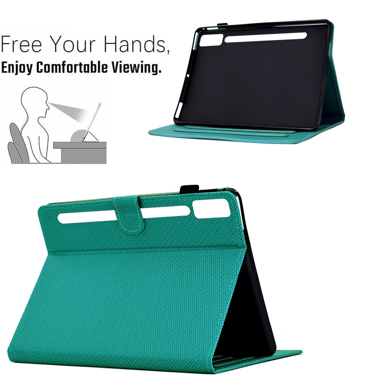 For Lenovo Tab P12 Solid Color Fiber Texture Smart Tablet Leather Case(Lake Green) - Lenovo by PMC TechLife | Online Shopping South Africa | PMC TechLife | Buy Now Pay Later Mobicred