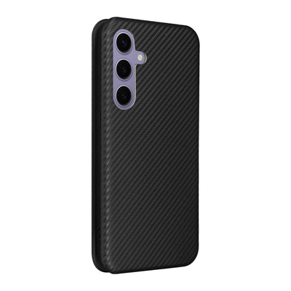 For Samsung Galaxy S25 5G Carbon Fiber Texture Flip Leather Phone Case(Black) - Galaxy S25 5G Cases by PMC Jewellery | Online Shopping South Africa | PMC Jewellery | Buy Now Pay Later Mobicred