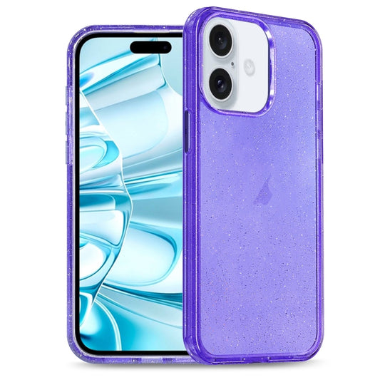 For iPhone 16 Glitter Powder TPU Hybrid PC Phone Case(Purple) - iPhone 16 Cases by PMC Jewellery | Online Shopping South Africa | PMC Jewellery | Buy Now Pay Later Mobicred