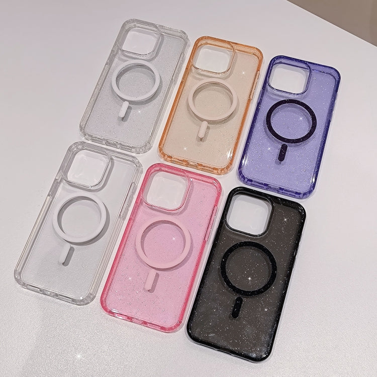 For iPhone 16 Glitter Powder TPU Hybrid PC MagSafe Phone Case(Black) - iPhone 16 Cases by PMC TechLife | Online Shopping South Africa | PMC TechLife | Buy Now Pay Later Mobicred