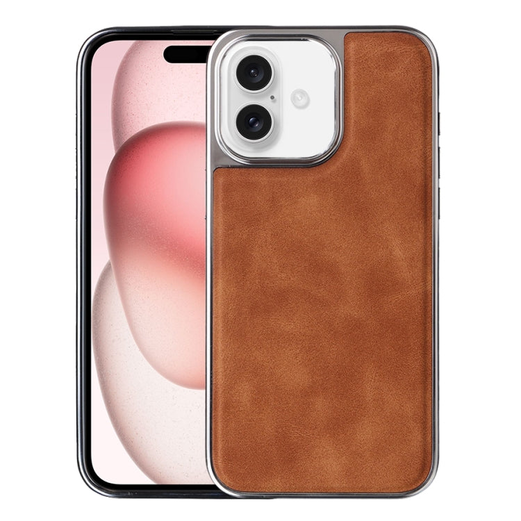 For iPhone 16 Electroplated Side PU Hybrid TPU MagSafe Phone Case(Brown) - iPhone 16 Cases by PMC TechLife | Online Shopping South Africa | PMC TechLife | Buy Now Pay Later Mobicred