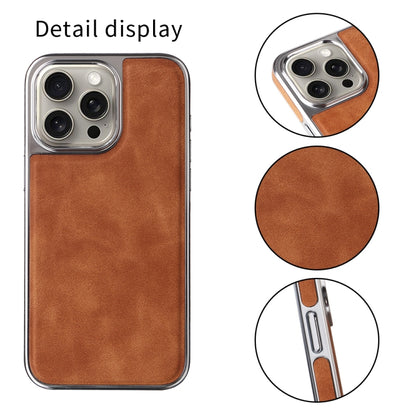 For iPhone 16 Electroplated Side PU Hybrid TPU MagSafe Phone Case(Brown) - iPhone 16 Cases by PMC Jewellery | Online Shopping South Africa | PMC Jewellery | Buy Now Pay Later Mobicred