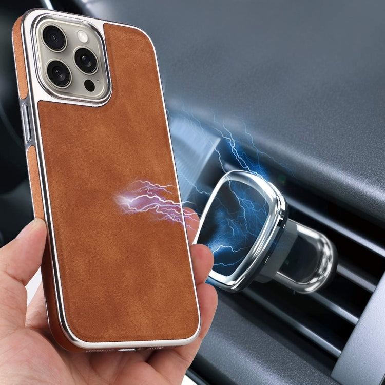 For iPhone 16 Pro Max Electroplated Side PU Hybrid TPU MagSafe Phone Case(Black) - iPhone 16 Pro Max Cases by PMC TechLife | Online Shopping South Africa | PMC TechLife | Buy Now Pay Later Mobicred