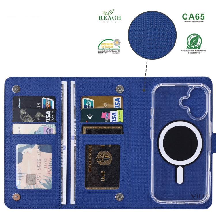 For iPhone 16 Pro Max ViLi GHA-C Series RFID MagSafe Magnetic Flip Leather Phone Case(Blue) - free shipping - PMC TechLife - Order now!