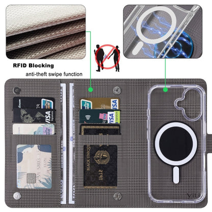 For iPhone 15 Plus ViLi GHA-C Series RFID MagSafe Magnetic Flip Leather Phone Case(Grey) - iPhone 15 Plus Cases by ViLi | Online Shopping South Africa | PMC Jewellery | Buy Now Pay Later Mobicred