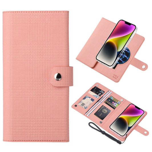 For iPhone 14 ViLi GHA-C Series RFID MagSafe Magnetic Flip Leather Phone Case(Pink) - iPhone 14 Cases by ViLi | Online Shopping South Africa | PMC Jewellery | Buy Now Pay Later Mobicred