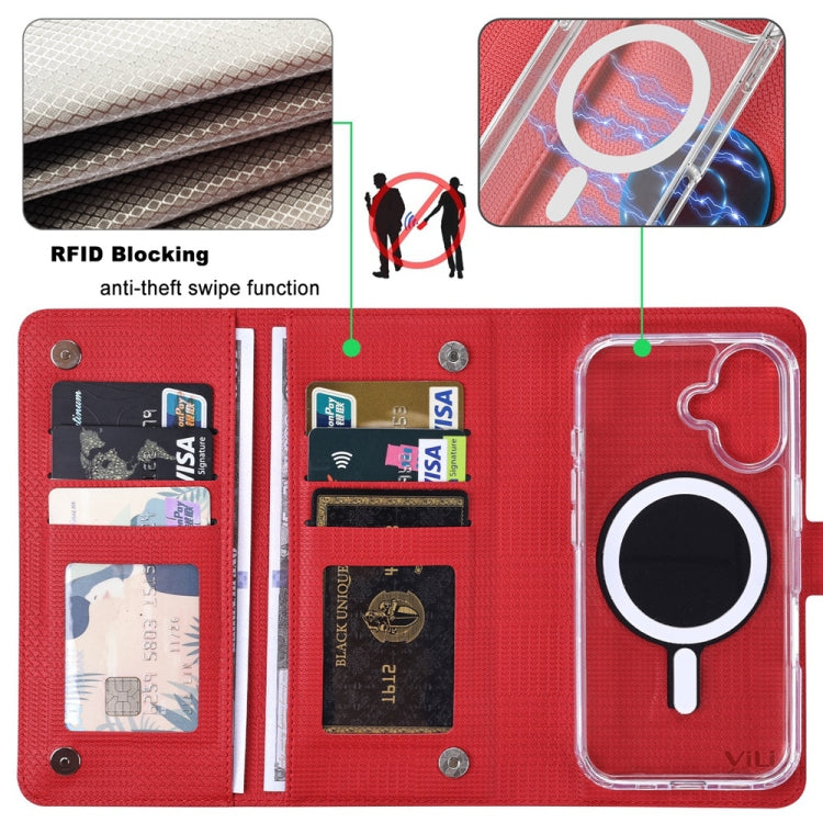 For iPhone 14 Pro ViLi GHA-C Series RFID MagSafe Magnetic Flip Leather Phone Case(Red) - free shipping - PMC Jewellery - Order now!