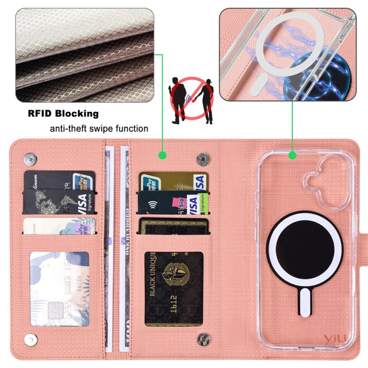 For iPhone 13 Pro Max ViLi GHA-C Series RFID MagSafe Magnetic Flip Leather Phone Case(Pink) - iPhone 13 Pro Max Cases by ViLi | Online Shopping South Africa | PMC Jewellery | Buy Now Pay Later Mobicred