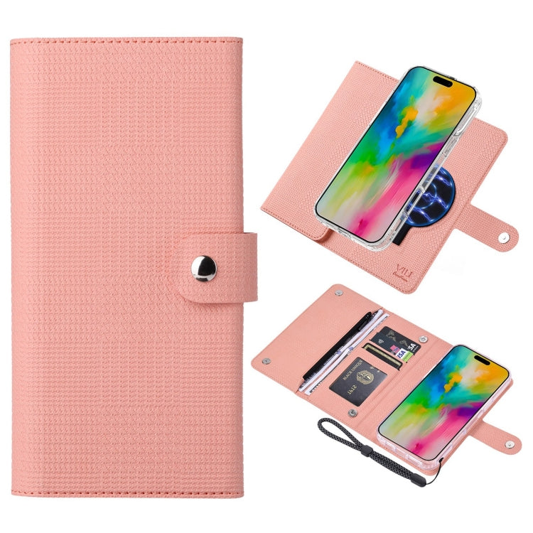 For iPhone 16 Plus ViLi GHB-C Series RFID MagSafe Magnetic Flip Leather Phone Case(Pink) - iPhone 16 Plus Cases by ViLi | Online Shopping South Africa | PMC Jewellery | Buy Now Pay Later Mobicred