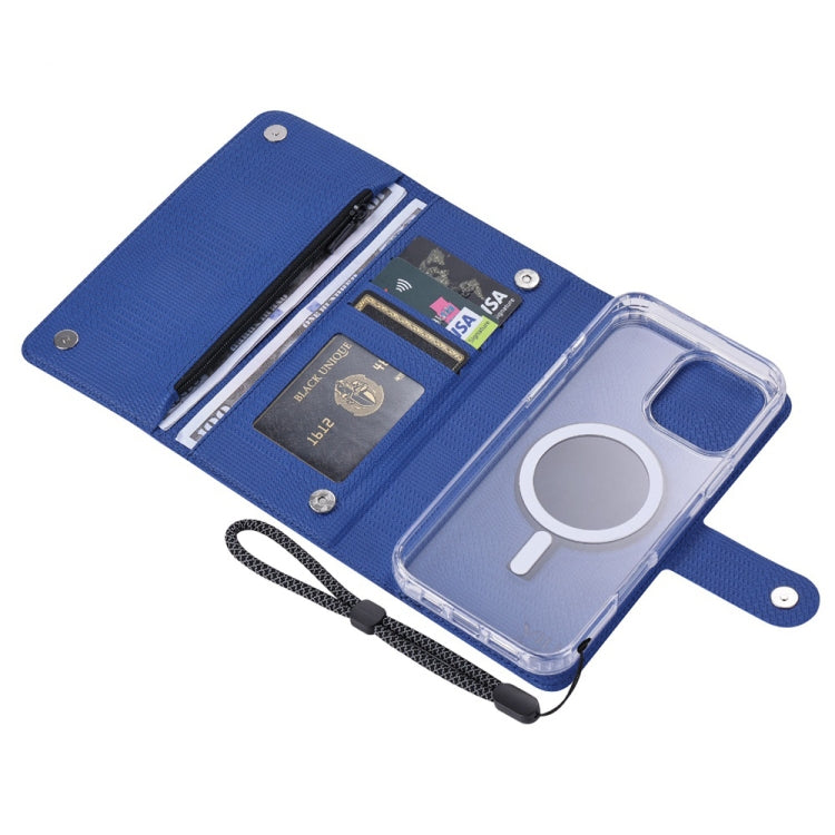 For iPhone 16 Plus ViLi GHB-C Series RFID MagSafe Magnetic Flip Leather Phone Case(Blue) - iPhone 16 Plus Cases by ViLi | Online Shopping South Africa | PMC TechLife | Buy Now Pay Later Mobicred