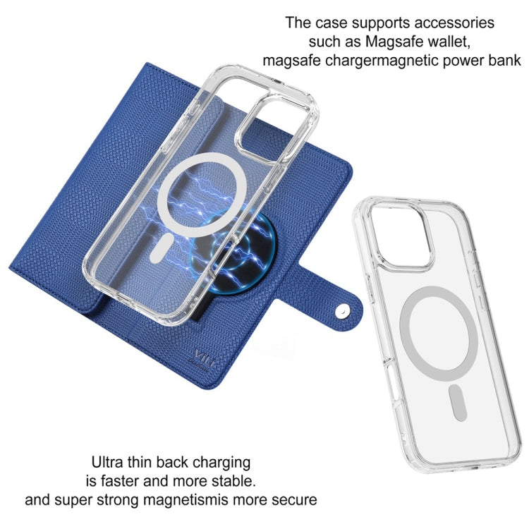 For iPhone 16 Pro Max ViLi GHB-C Series RFID MagSafe Magnetic Flip Leather Phone Case(Blue) - iPhone 16 Pro Max Cases by ViLi | Online Shopping South Africa | PMC TechLife | Buy Now Pay Later Mobicred