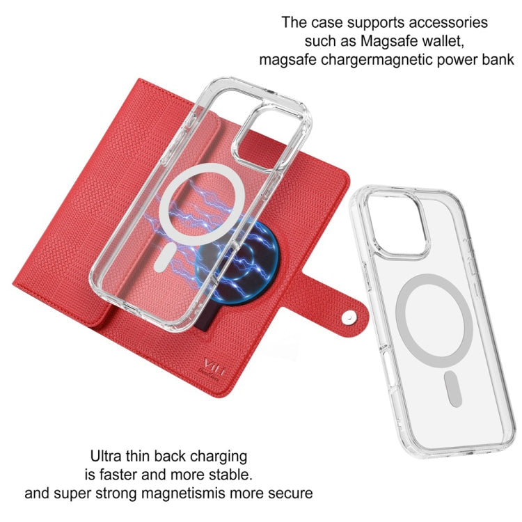 For iPhone 15 Pro ViLi GHB-C Series RFID MagSafe Magnetic Flip Leather Phone Case(Red) - free shipping - PMC Jewellery - Order now!