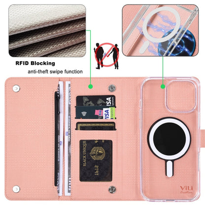 For iPhone 14 ViLi GHB-C Series RFID MagSafe Magnetic Flip Leather Phone Case(Pink) - iPhone 14 Cases by ViLi | Online Shopping South Africa | PMC Jewellery | Buy Now Pay Later Mobicred