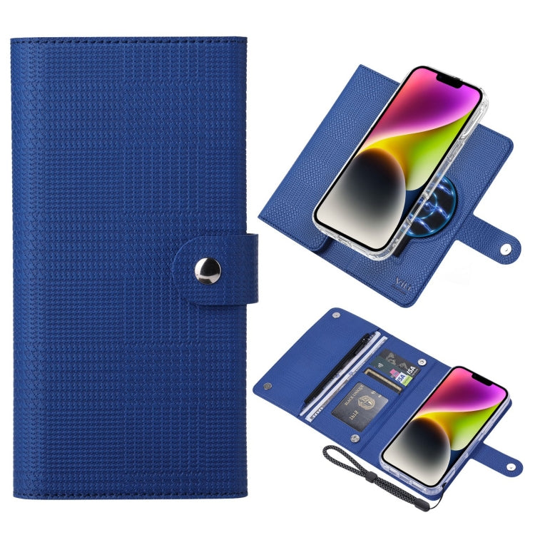 For iPhone 14 ViLi GHB-C Series RFID MagSafe Magnetic Flip Leather Phone Case(Blue) - iPhone 14 Cases by ViLi | Online Shopping South Africa | PMC Jewellery | Buy Now Pay Later Mobicred