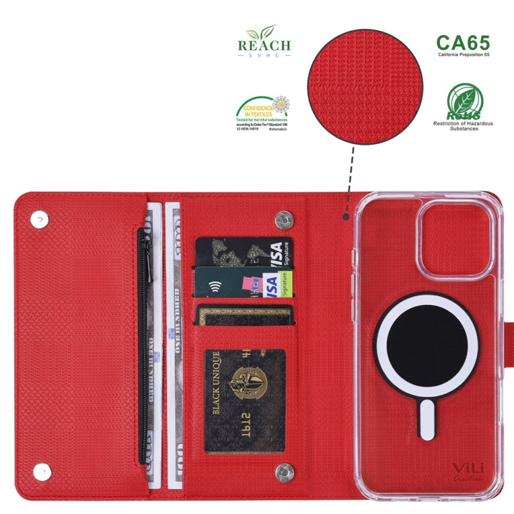 For iPhone 13 Pro ViLi GHB-C Series RFID MagSafe Magnetic Flip Leather Phone Case(Red) - iPhone 13 Pro Cases by ViLi | Online Shopping South Africa | PMC Jewellery | Buy Now Pay Later Mobicred