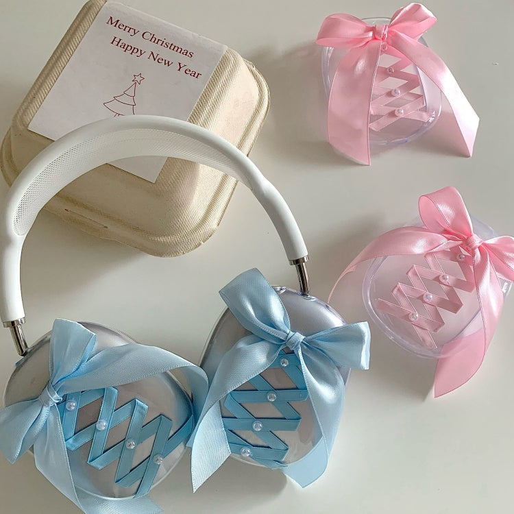 For Apple AirPods Max Headphones Ribbon Transparent Protective Case(Blue) - For AirPods Max by PMC Jewellery | Online Shopping South Africa | PMC Jewellery | Buy Now Pay Later Mobicred