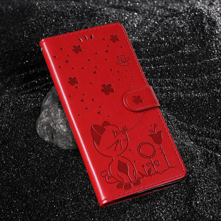 For Samsung Galaxy S25 Ultra 5G Cat and Bee Embossed Flip Leather Phone Case(Red) - Galaxy S25 Ultra 5G Cases by PMC Jewellery | Online Shopping South Africa | PMC Jewellery | Buy Now Pay Later Mobicred