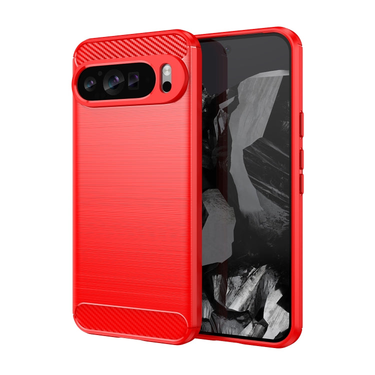 For Google Pixel 9 Pro XL Brushed Texture Carbon Fiber TPU Phone Case(Red) - Google Cases by PMC Jewellery | Online Shopping South Africa | PMC Jewellery | Buy Now Pay Later Mobicred