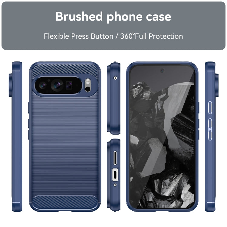 For Google Pixel 9 Pro XL Carbon Fiber Brushed Texture TPU Phone Case(Blue) - Google Cases by PMC TechLife | Online Shopping South Africa | PMC TechLife | Buy Now Pay Later Mobicred